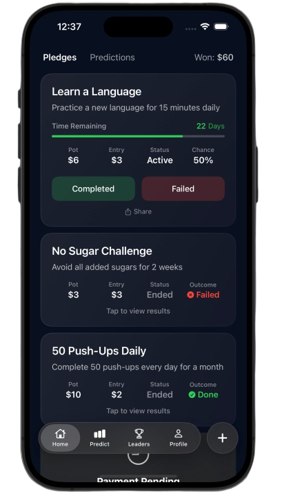 Pledge app screenshot